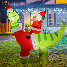 Load image into Gallery viewer, GOOSH 6ft Christmas Inflatables Outdoor Decorations, Blow Up Santa Claus Riding A Dinosaur Inflatable with Built-in LEDs for Christmas Indoor Outdoor Yard Lawn Garden Decorations #27301
