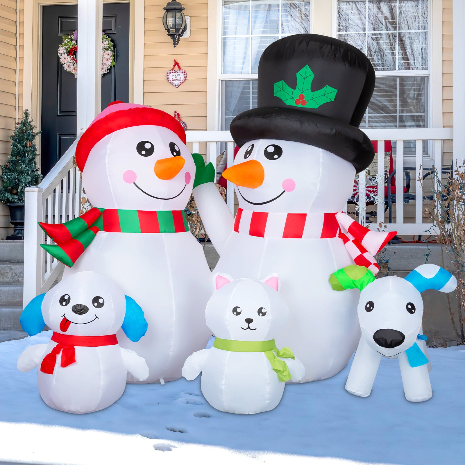 7FT Large Christmas Inflatables Snowman Family Outdoor Decorations outlet Blow Up