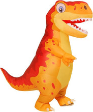 Load image into Gallery viewer, Goosh Inflatable Dinosaur Costume for Adults Blow Up T Rex Costume Dino Inflatable Costume Orange Full Body for Halloween Party
