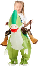 Load image into Gallery viewer, Inflatable Dinosaur Costume Kids, Ride on Parasaurolophus Blow Up Dino Costume Green Funny Fancy Dress for Halloween
