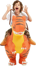 Load image into Gallery viewer, GOOSH Inflatable Dinosaur Costume Kid Size Riding Air Funny Blow up Dinosaur Costume for Halloween Cosplay Party
