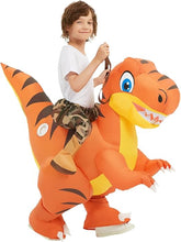 Load image into Gallery viewer, GOOSH Inflatable Dinosaur Costume Kid Size Riding Air Funny Blow up Dinosaur Costume for Halloween Cosplay Party
