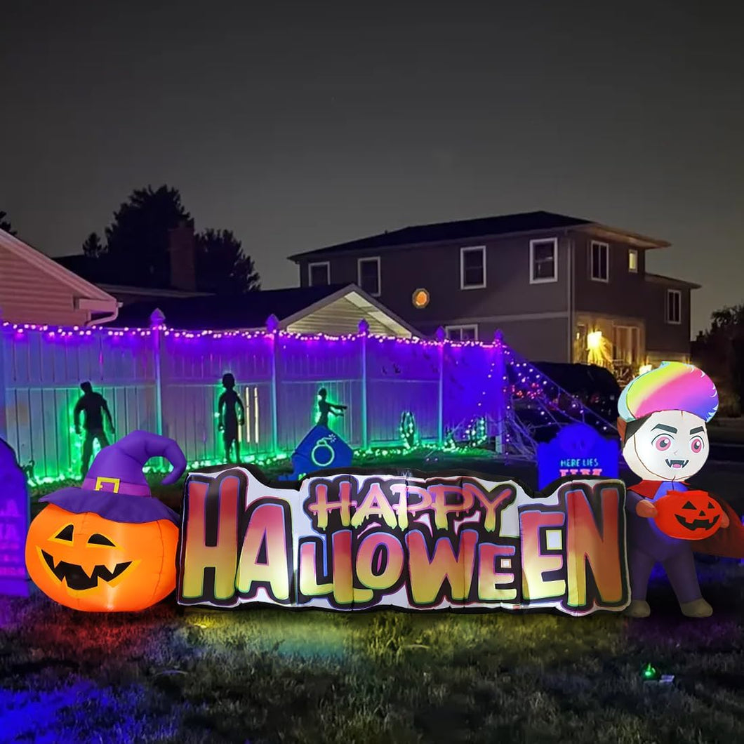 11.5FT Long Happy Halloween Inflatable Sign