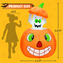 Load image into Gallery viewer, 5FT Animated Halloween Inflatable Ghost in a Pumpkin
