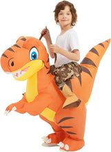 Load image into Gallery viewer, GOOSH Inflatable Dinosaur Costume Kid Size Riding Air Funny Blow up Dinosaur Costume for Halloween Cosplay Party
