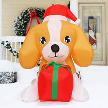 Load image into Gallery viewer, GOOSH 5 FT Long Christmas Inflatables Dog Outdoor Decorations Blow Up Yard Cute Puppy with a Present Box with Built-in LEDs for Xmas Garden Lawn Indoor Party Decor
