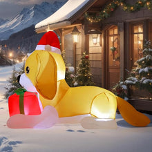 Load image into Gallery viewer, GOOSH 5 FT Long Christmas Inflatables Dog Outdoor Decorations Blow Up Yard Cute Puppy with a Present Box with Built-in LEDs for Xmas Garden Lawn Indoor Party Decor
