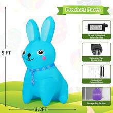 Load image into Gallery viewer, GOOSH 5 FT Easter Inflatables Bunny Outdoor Decorations Blow UP Yard Blue Rabbit for Party Garden Lawn Indoor Outdoor Decor
