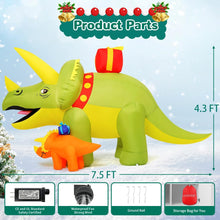 Load image into Gallery viewer, 7.5Ft Long Christmas Triceratops with Baby Triceratops Inflatable
