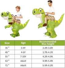 Load image into Gallery viewer, GOOSH Inflatable Dinosaur Costume for Adult Halloween Costume Women Man Funny Blow up Costume for Halloween Party Cosplay
