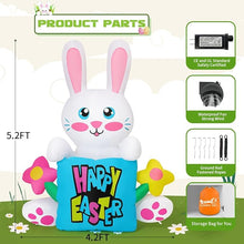 Load image into Gallery viewer, 5.2FT Inflatable Rabbit Holding Happy Easter Sign
