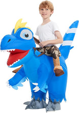 Load image into Gallery viewer, Goosh Inflatable Dinosaur Costume Kids Halloween Blow up Costumes for Boys Girls Funny Riding Air Costume for Party Cosplay
