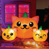 Halloween Inflatable 4FT Long Three Pumpkin Cat Head Combo with Built-in LEDs Blow Up Yard Decoration for Holiday Party Indoor, Outdoor, Yard, Garden, Lawn