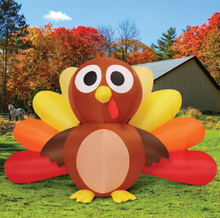 Load image into Gallery viewer, Goosh 6.7 FT Long Thanksgiving Inflatables Turkey Baby with Built-in LEDs Blow Up Yard Decoration for Holiday Party Indoor Outdoor Garden Lawn
