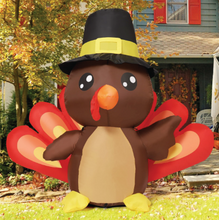 Load image into Gallery viewer, Goosh 4FT Tall Thanksgiving Inflatables Turkey Baby in Hat with Built-in LEDs Blow Up Yard Decoration for Holiday Season Party Indoor Outdoor Garden Lawn
