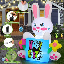 Load image into Gallery viewer, 5.2FT Inflatable Rabbit Holding Happy Easter Sign
