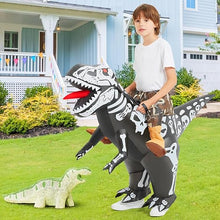 Load image into Gallery viewer, GOOSH Inflatable Dinosaur Costume Kids Ride-on Inflatables Blow Up Dino Costume Skeleton Funny Dress for Halloween Party
