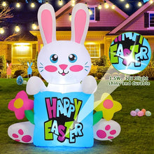 Load image into Gallery viewer, 5.2FT Inflatable Rabbit Holding Happy Easter Sign
