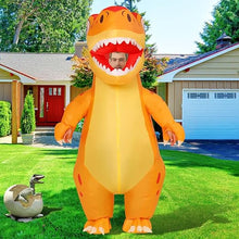 Load image into Gallery viewer, Goosh Inflatable Dinosaur Costume for Adults Blow Up T Rex Costume Dino Inflatable Costume Orange Full Body for Halloween Party
