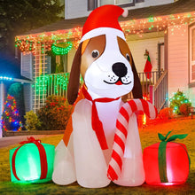 Load image into Gallery viewer, 5ft Christmas Dog with Candy Cane and Gifts Inflatable
