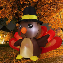 Load image into Gallery viewer, Goosh 4FT Tall Thanksgiving Inflatables Turkey Baby in Hat with Built-in LEDs Blow Up Yard Decoration for Holiday Season Party Indoor Outdoor Garden Lawn
