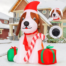 Load image into Gallery viewer, 5ft Christmas Dog with Candy Cane and Gifts Inflatable
