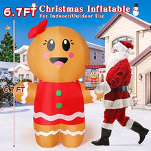 Load image into Gallery viewer, GOOSH 6.7 FT Christmas Inflatables Gingerbread Outdoor Decorations Blow Up Yard Gingerbread Man Inflatable with Built-in LEDs for Indoor Christmas Holiday Party Garden Lawn Decor
