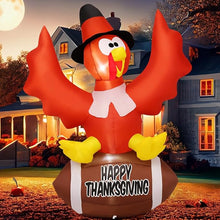 Load image into Gallery viewer, GOOSH 5 FT Thanksgiving Inflatables Turkey Outdoor Decorations Blow Up Yard Turkey with a Rugby with Built-in LEDs for Indoor Party Garden Lawn Decor
