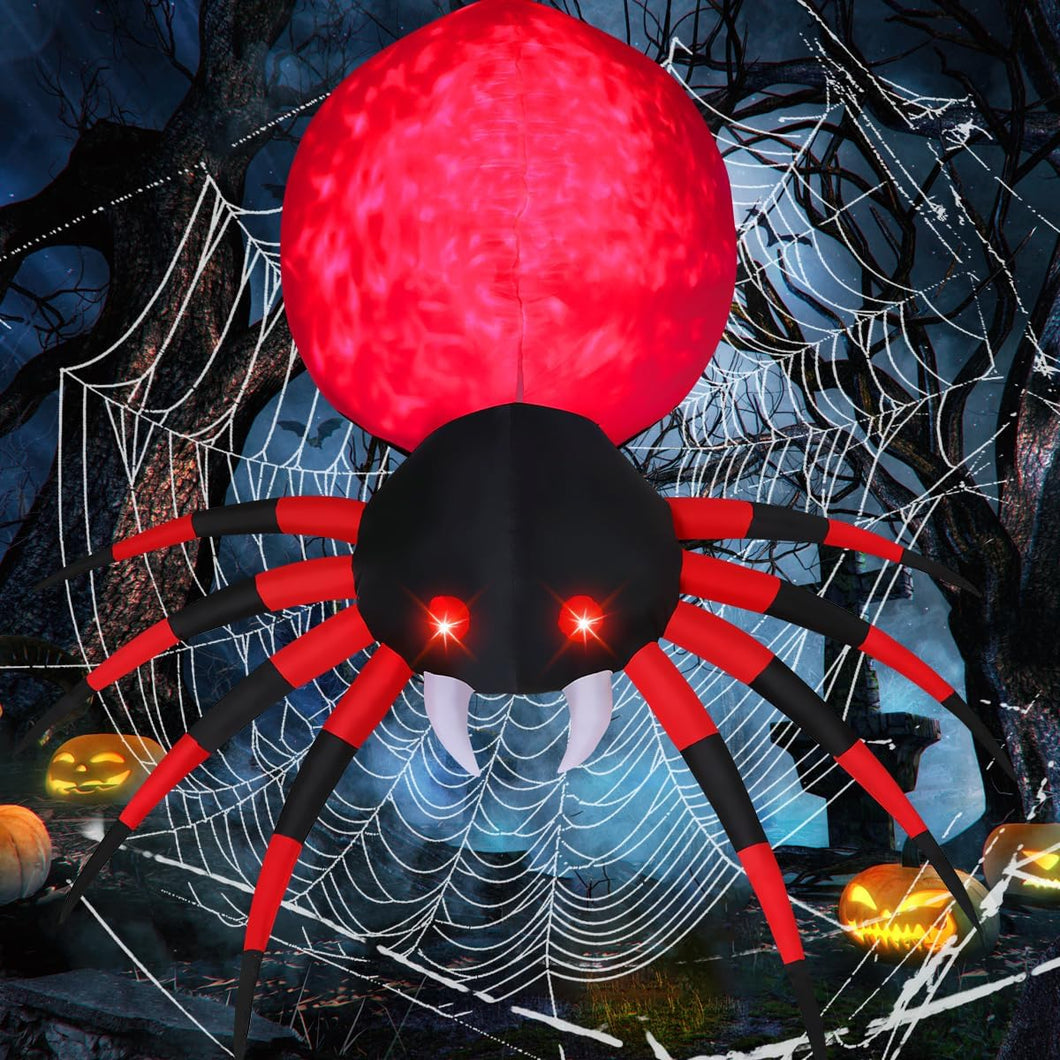 GOOSH 8 FT Halloween Inflatable Spider Outdoor Decoration with Magic Light Blow Up Yard Inflatables Holiday Inflatables for Outdoor Yard Garden Lawn Decor