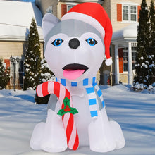 Load image into Gallery viewer, 4FT Tall Christmas Inflatable Husky Wearing Christmas Hat
