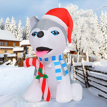 Load image into Gallery viewer, 4FT Tall Christmas Inflatable Husky Wearing Christmas Hat
