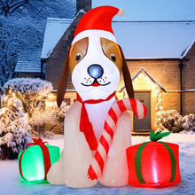 Load image into Gallery viewer, 5ft Christmas Dog with Candy Cane and Gifts Inflatable
