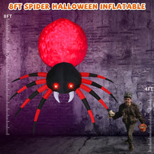 Load image into Gallery viewer, GOOSH 8 FT Halloween Inflatable Spider Outdoor Decoration with Magic Light Blow Up Yard Inflatables Holiday Inflatables for Outdoor Yard Garden Lawn Decor
