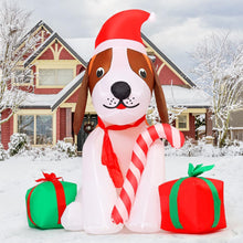 Load image into Gallery viewer, 5ft Christmas Dog with Candy Cane and Gifts Inflatable
