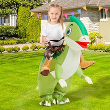 Load image into Gallery viewer, Inflatable Dinosaur Costume Kids, Ride on Parasaurolophus Blow Up Dino Costume Green Funny Fancy Dress for Halloween
