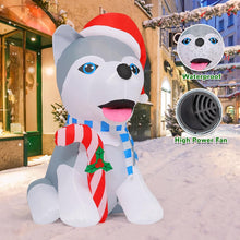 Load image into Gallery viewer, 4FT Tall Christmas Inflatable Husky Wearing Christmas Hat
