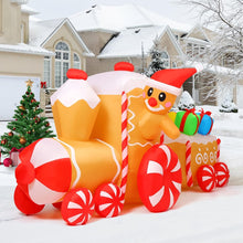 Load image into Gallery viewer, Goosh 9 FT Length Christmas Inflatables Outdoor Decoration Blow Up Gingerbread Man Train with Built-in LEDs for Indoor Yard Garden Lawn Decor
