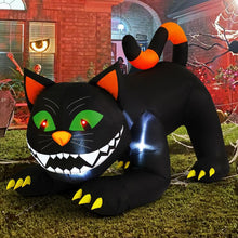 Load image into Gallery viewer, GOOSH 6 FT Halloween Inflatables Black Cat Outdoor Decorations Blow Up Yard Large Cat with Moving Head and Built-in LEDs for Indoor Party Garden Lawn Decor
