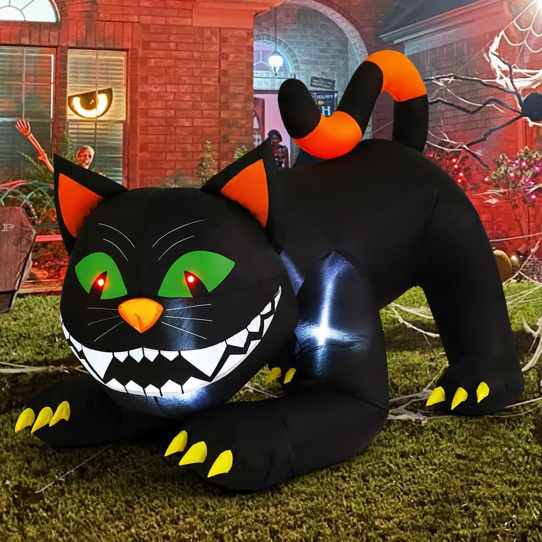 GOOSH 6 FT Halloween Inflatables Black Cat Outdoor Decorations Blow Up Yard Large Cat with Moving Head and Built-in LEDs for Indoor Party Garden Lawn Decor