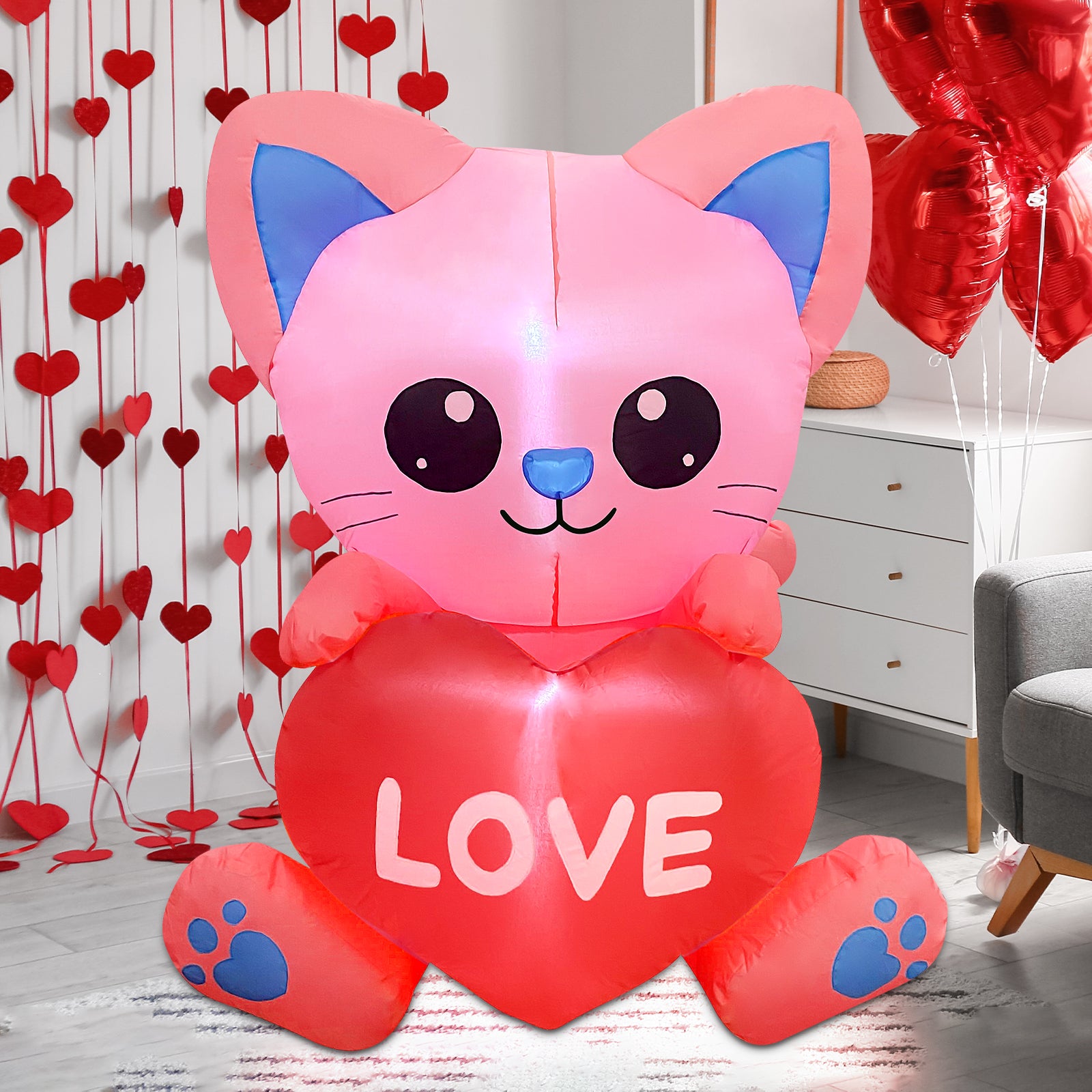  BLOWOUT FUN 6ft Inflatable Valentine Hearts with Arrow  Decoration, LED Blow Up Lighted Decor Indoor Outdoor Holiday Art Decor Decorations  Clearance : Patio, Lawn & Garden