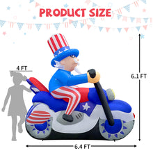 Load image into Gallery viewer, GOOSH 6 FT Width 4th of July Patriotic Inflatable Decorations Uncle Sam Blow Up Yard with LED Lights for Holiday Party Independence Day Memorial Day Decor
