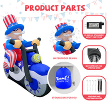 Load image into Gallery viewer, GOOSH 6 FT Width 4th of July Patriotic Inflatable Decorations Uncle Sam Blow Up Yard with LED Lights for Holiday Party Independence Day Memorial Day Decor
