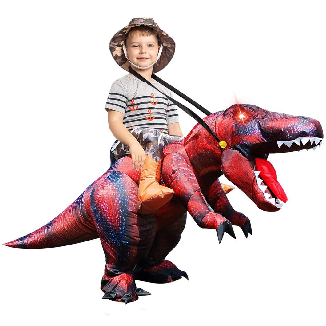 GOOSH Inflatable Dinosaur Costume Kids Halloween Blow up Costumes for Boys Girls Funny Riding T Rex Air Costume for Party Cosplay