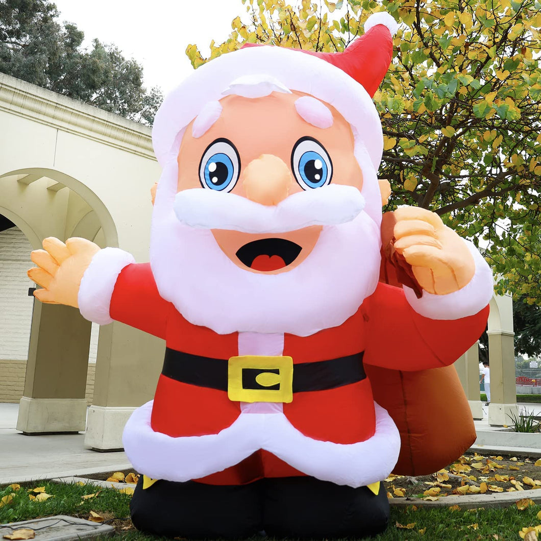 GOOSH 6.5 FT Santa Claus Christmas Inflatables Outdoor Decoration, Blow up Santa Decor with Big Bag, Built-in LED Lights for Garden Patio Lawn Home Indoor Holiday Party