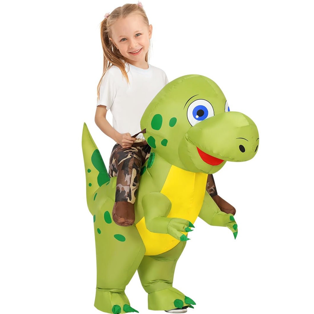 GOOSH Inflatable Green Dinosaur Costume for Kids Halloween Costume Party Cosplay Girl Boy 55inch