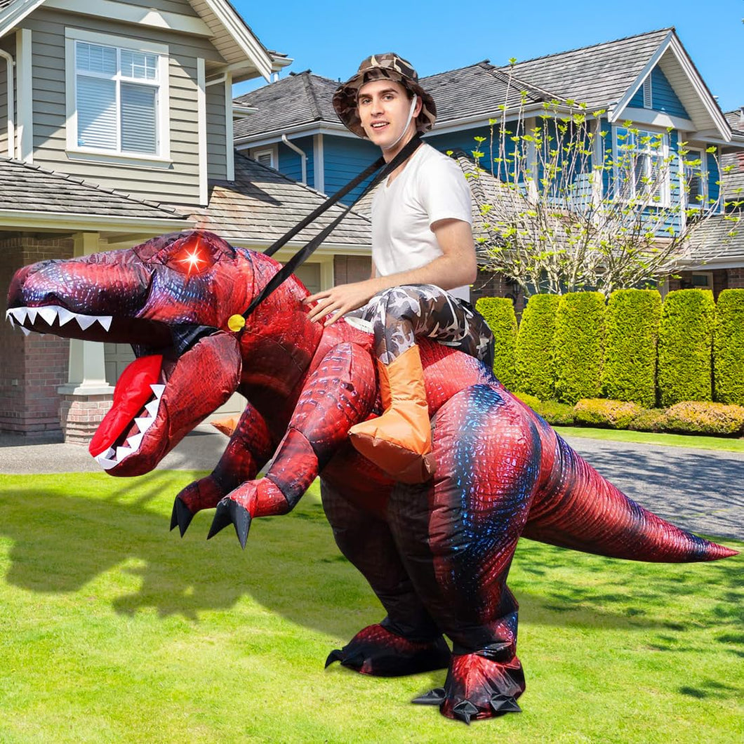 GOOSH Inflatable Dinosaur Costume Adults Halloween Blow up Costumes for Men Women Riding T Rex Air Costume for Party Cosplay