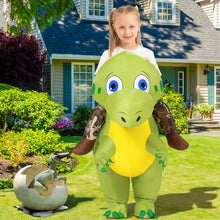 Load image into Gallery viewer, GOOSH Inflatable Green Dinosaur Costume for Kids Halloween Costume Party Cosplay Girl Boy 55inch
