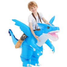 Load image into Gallery viewer, GOOSH Inflatable Dinosaur Costume Kids Halloween Blow up Costumes for Boys Girls Funny Riding Ice Dragon Air Costume for Party Cosplay
