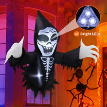 Load image into Gallery viewer, GOOSH 4.2 FT Halloween Inflatables Grim Reaper Broke Out from Window Outdoor Decorations Blow Up with Built-in LEDs for Halloween Party Indoor, Outdoor, Yard, Garden Decor
