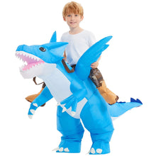 Load image into Gallery viewer, GOOSH Inflatable Dinosaur Costume Kids Halloween Blow up Costumes for Boys Girls Funny Riding Ice Dragon Air Costume for Party Cosplay
